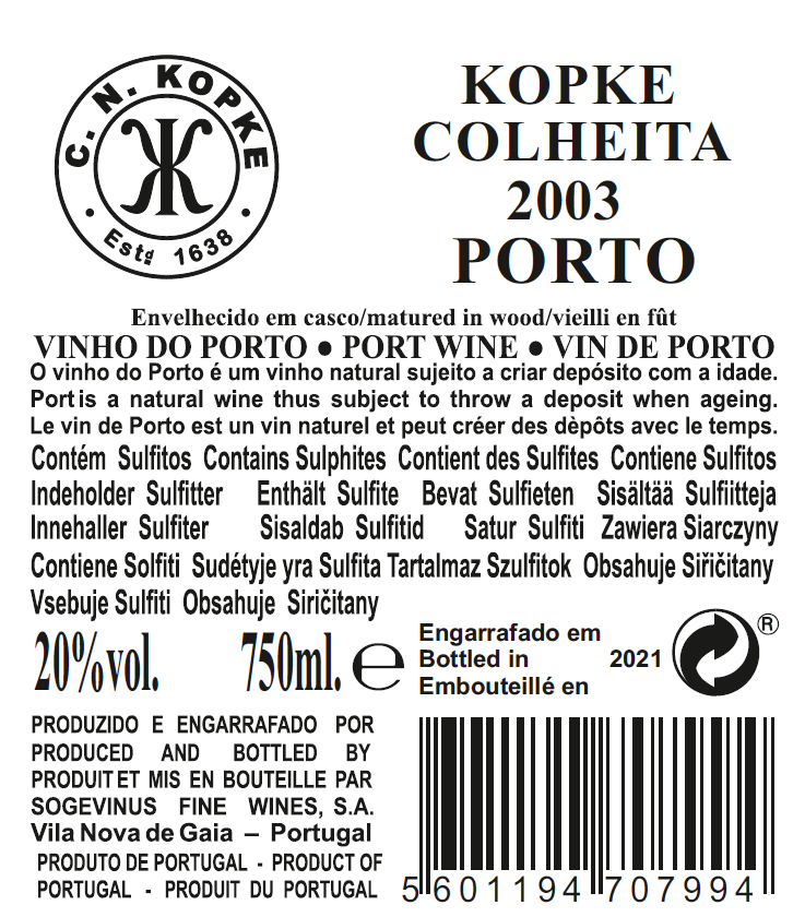 KOPKE COLHEITA 2003 TAWNY
