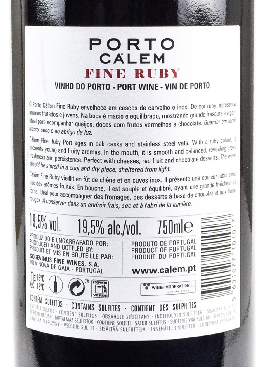 VINHO DO PORTO TINTO - CÁLEM RUBY 0,75L